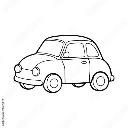 A fun small-car coloring page for kids! Features a cute, compact car with simple lines, smiling face, and playful details, perfect for creative coloring and imagination!