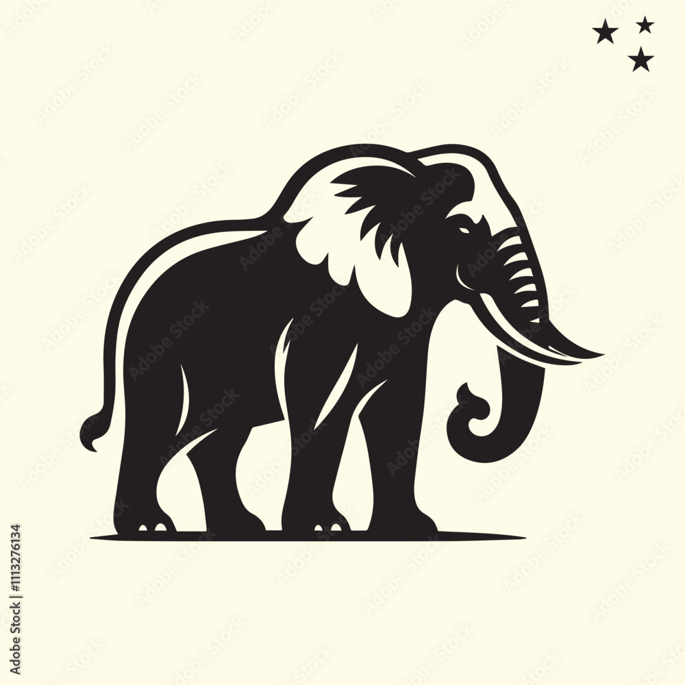 Obraz premium black elephant silhouette vector, Elephant logo silhouette vector.