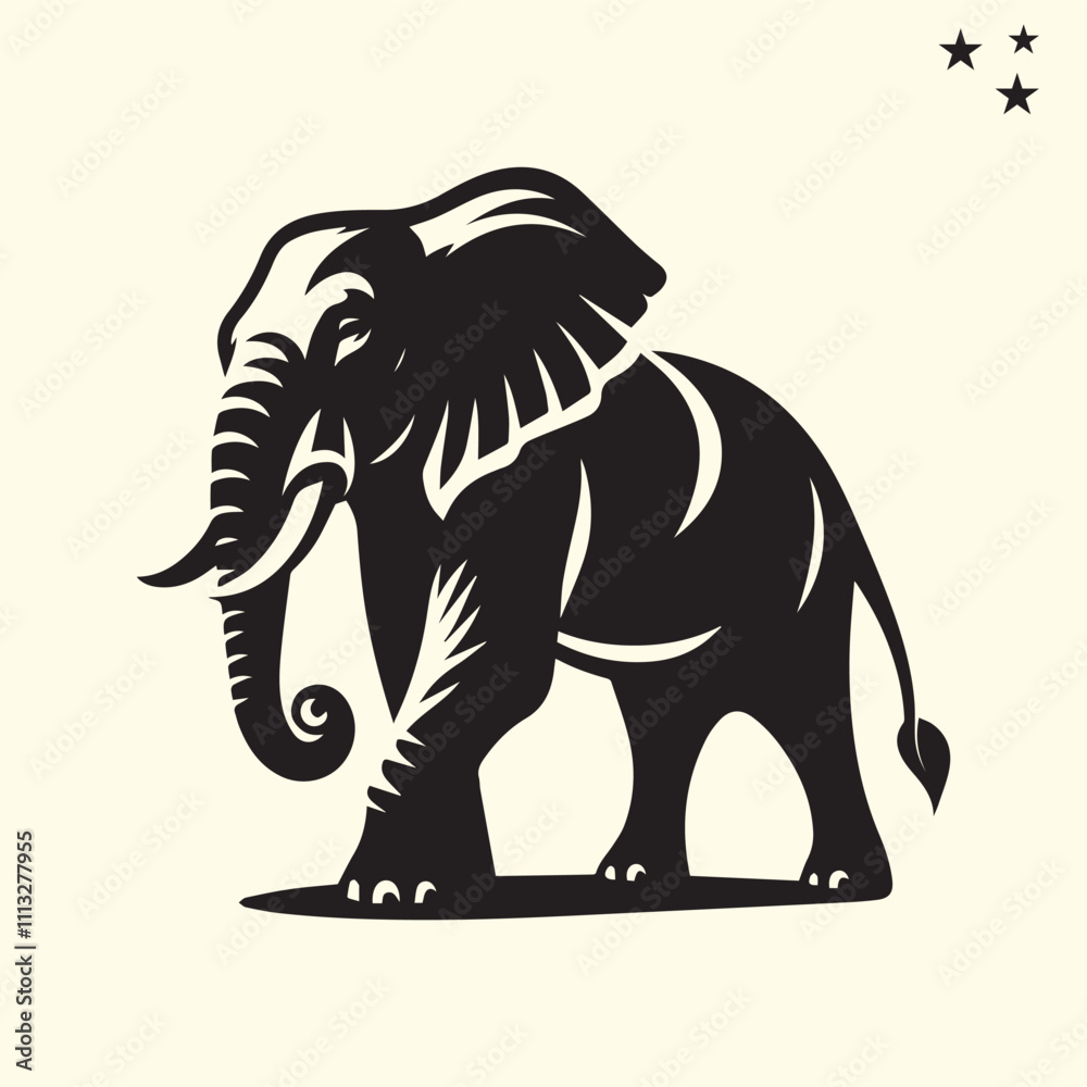 Obraz premium black elephant silhouette vector, Elephant logo silhouette vector.