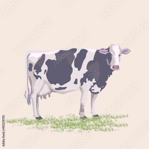 Cow, cattle hand drawn icon character mascot vector illustration. Realistic sketch drawing style poultry farm animal collection.