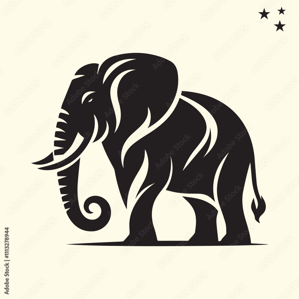 Fototapeta premium black elephant silhouette vector, Elephant logo silhouette vector.