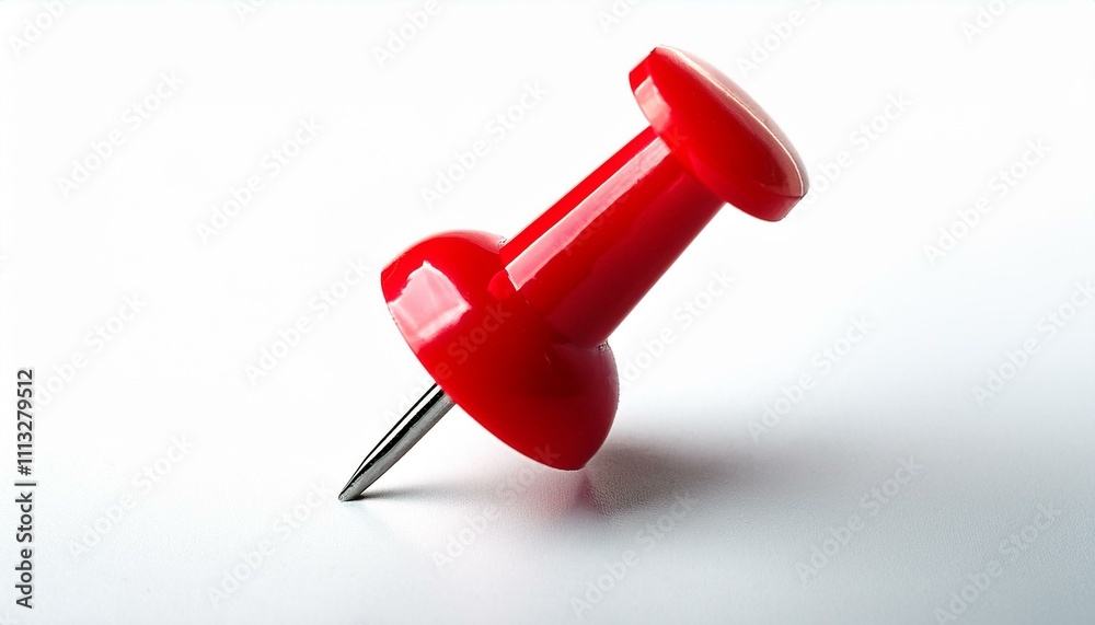 Red push pin on isolated white background Red push pin on isolated white background