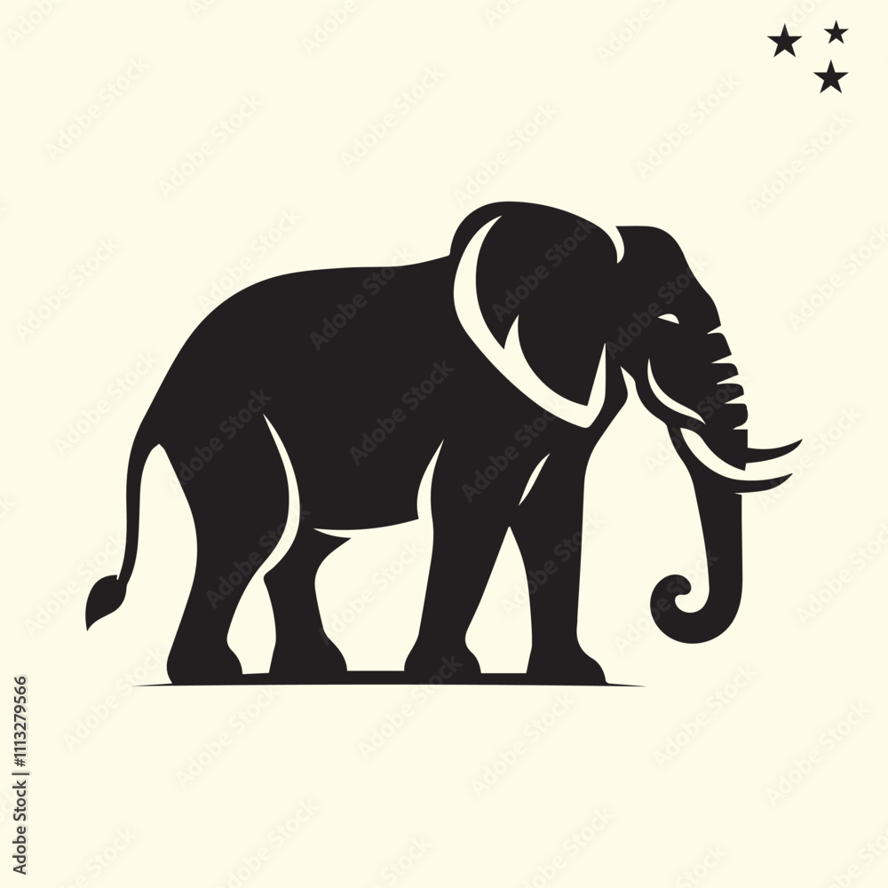Obraz premium black elephant silhouette vector, Elephant logo silhouette vector.