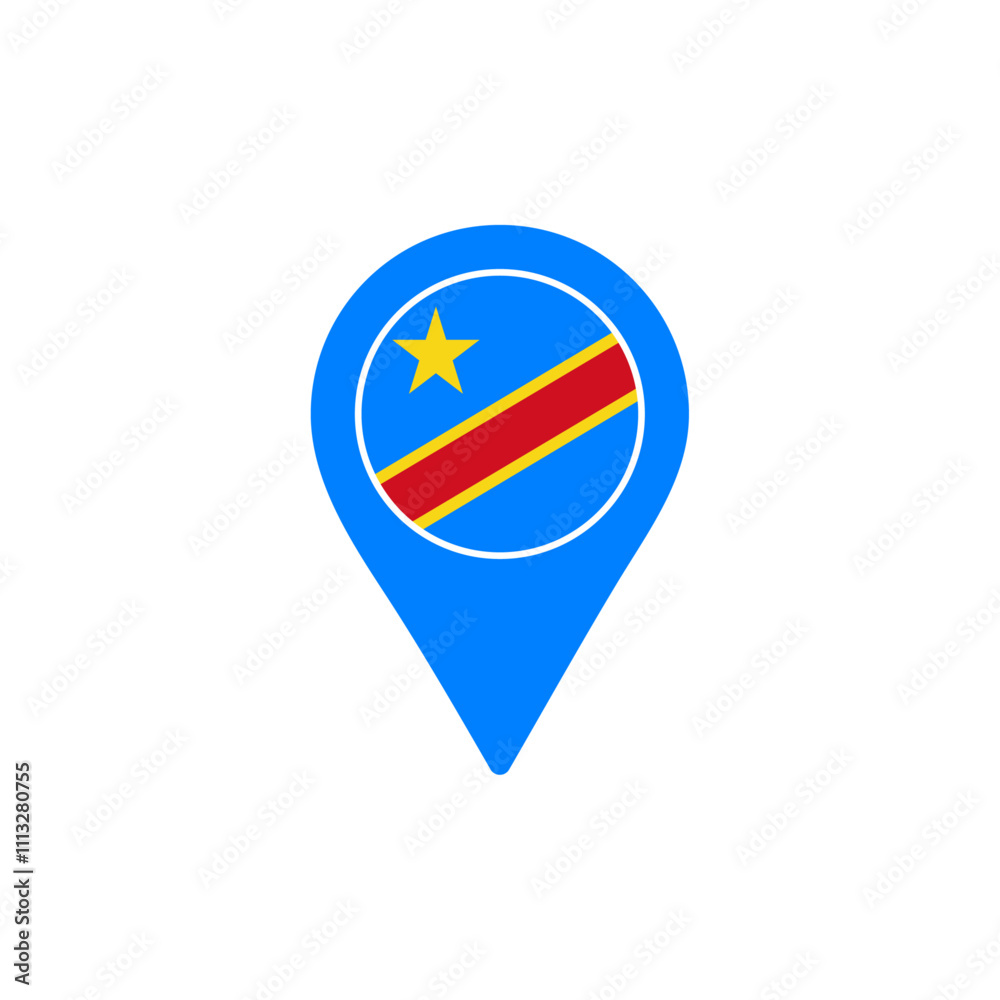 Democratic Republic of Congo location pin vector illustration with national flag design Democratic Republic of Congo location pin vector illustration with national flag design