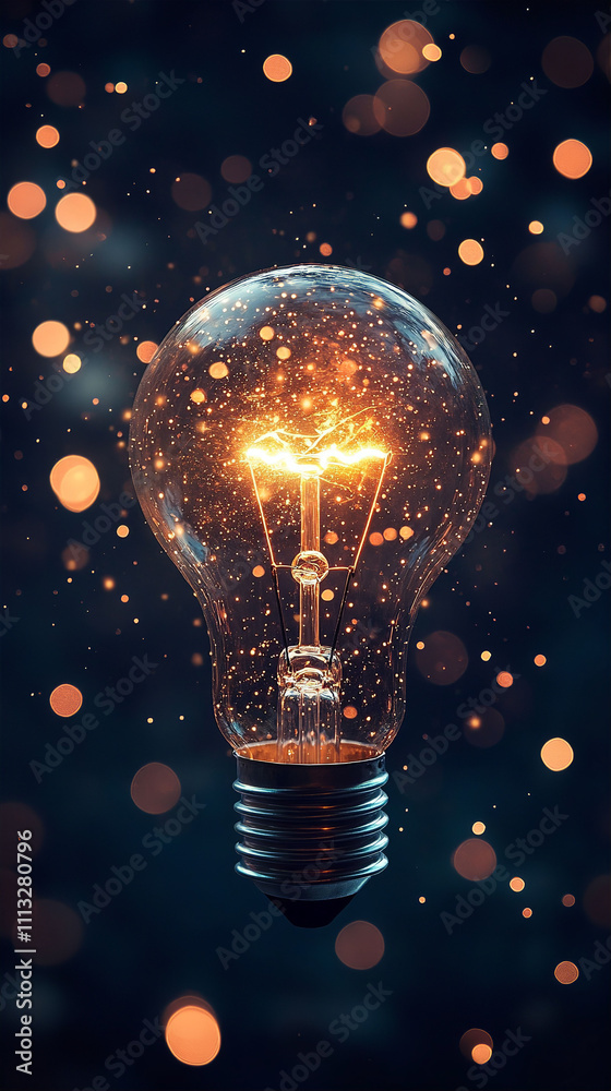 Illuminated Lightbulb Shining in the Universe Illuminated Lightbulb Shining in the Universe