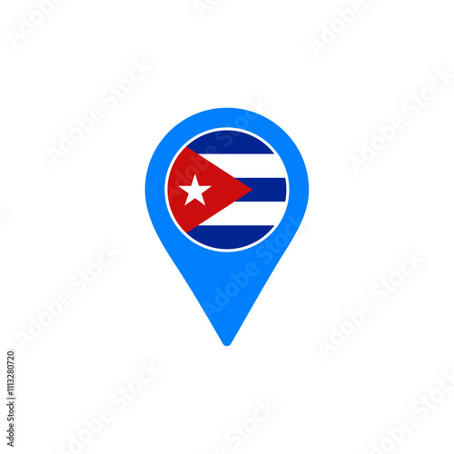 Free Download Cuba location pin vector illustration with national flag design - GFXLoad