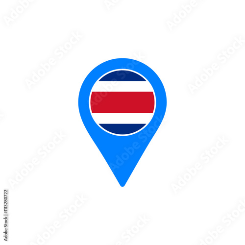 Free Download Costa Rica location pin vector illustration with national flag design - GFXLoad