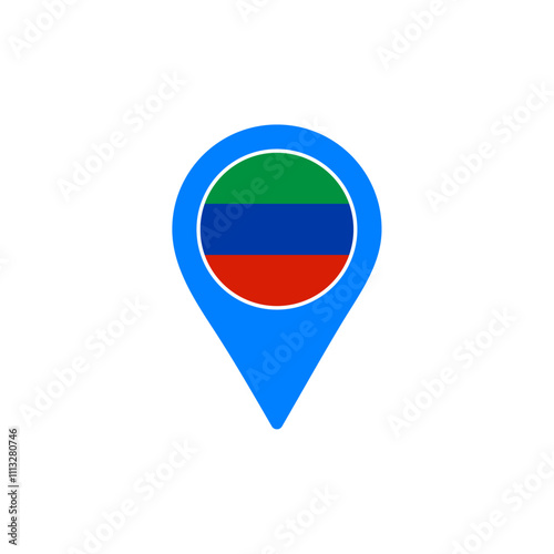 Dagestan location pin vector illustration with national flag design Free Download Dagestan location pin vector illustration with national flag design - GFXLoad