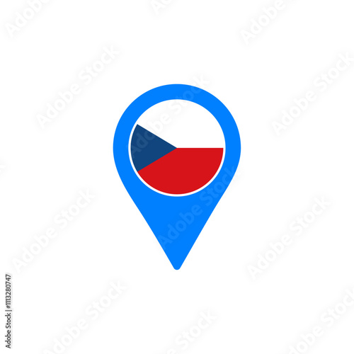 Free Download Czech Republic location pin vector illustration with national flag design - GFXLoad