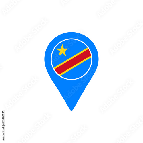 Free Download Democratic Republic of Congo location pin vector illustration with national flag design - GFXLoad