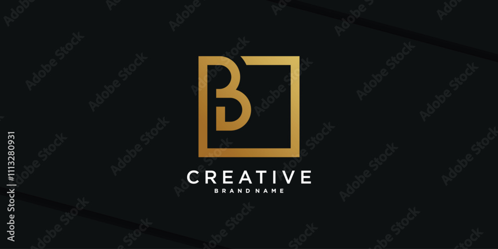 Letter initial B logo design with golden square concept. Premium Vector Letter initial B logo design with golden square concept. Premium Vector