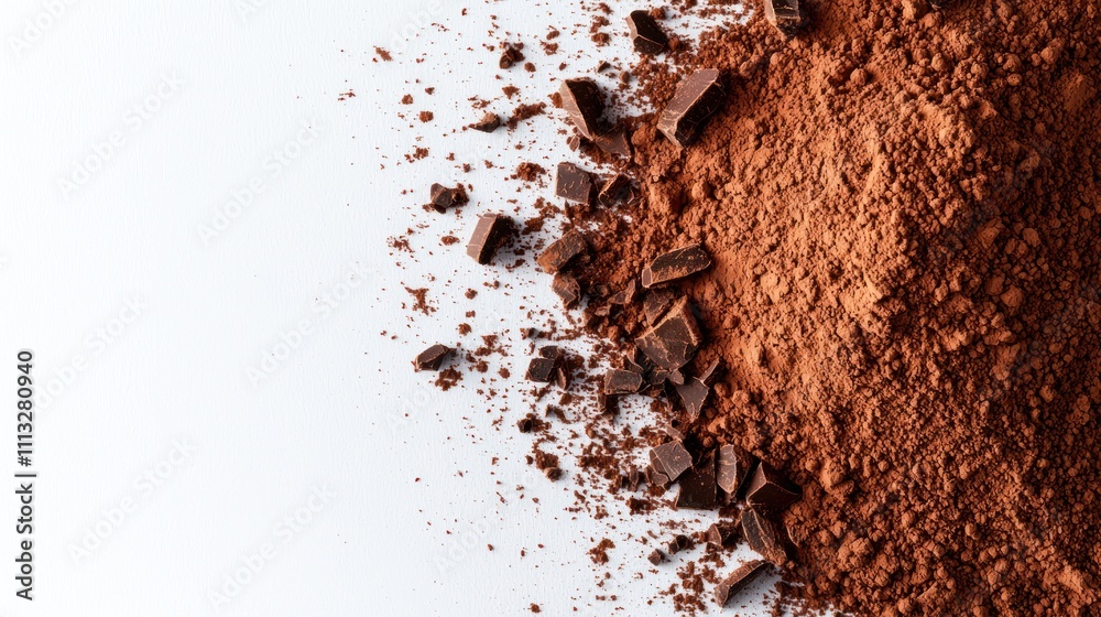 Pile cocoa powder isolated on white background . AI Pile cocoa powder isolated on white background . AI