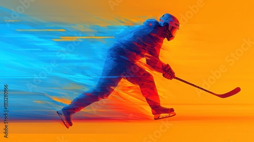 Vibrant colors in action dynamic ice hockey player captured in arena sports photography