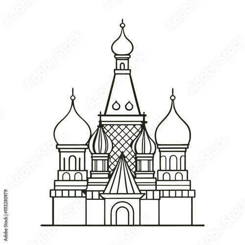 "Fun Saint Basil's Cathedral coloring page! Kids can explore Moscow's iconic landmark with onion-shaped domes and intricate patterns while adding their favorite colors."