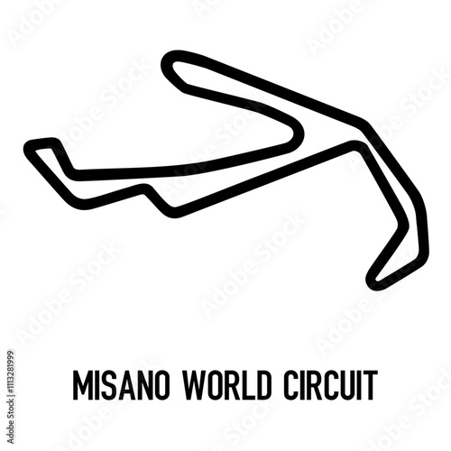 Misano World Circuit Vector. Circuit Race Track Illustration with Editable Stroke. Stock Vector.