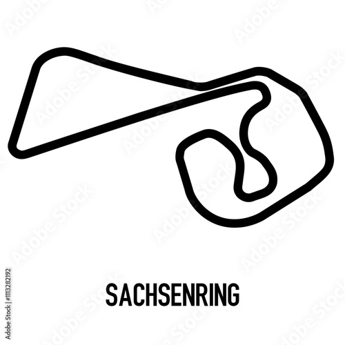 Sachsenring  Circuit Vector. Circuit Race Track Illustration with Editable Stroke. Stock Vector.