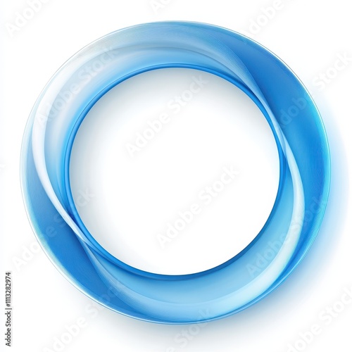 Abstract circular frame with soft blue flowing lines.