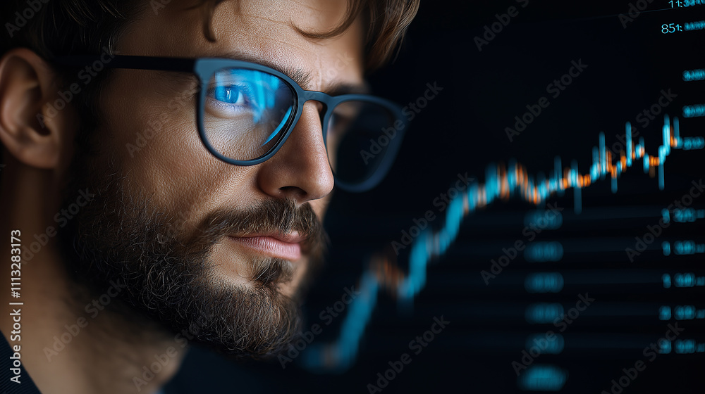 Fototapeta premium focused businessman analyzing financial data on screen