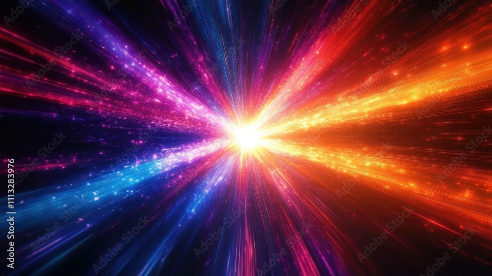 Naklejka premium Colorful Energy Rays Flowing Background Digital Art Vibrant Light Burst