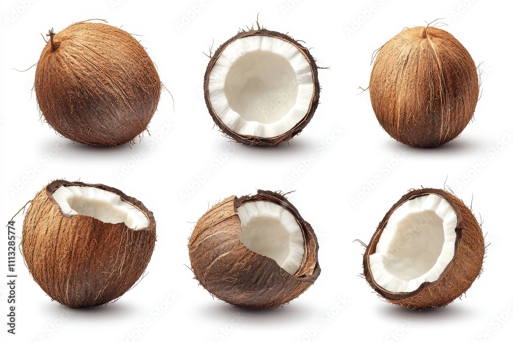 Set of coconut isolated in white background