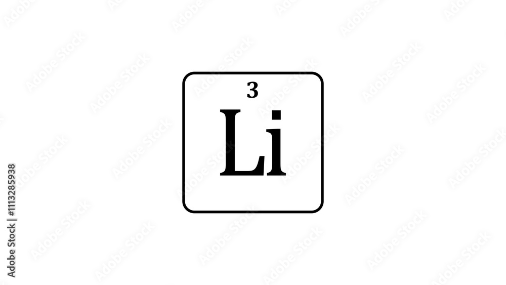 Lithium icon texture background. 3 number Li Lithium on white background illustration.