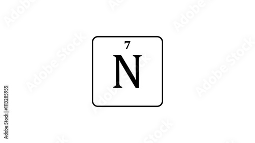 Nitrogen icon texture background. 7 number N Nitrogen on white background illustration