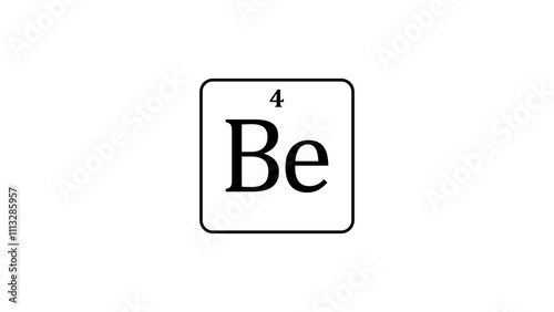 Beryllium icon texture background. 4 number Be Beryllium on white background illustration.