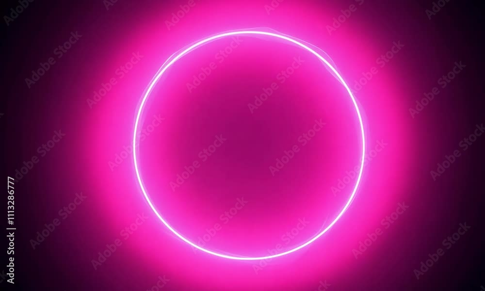 Pink Neon Circle On Black Background Pink Neon Circle On Black Background
