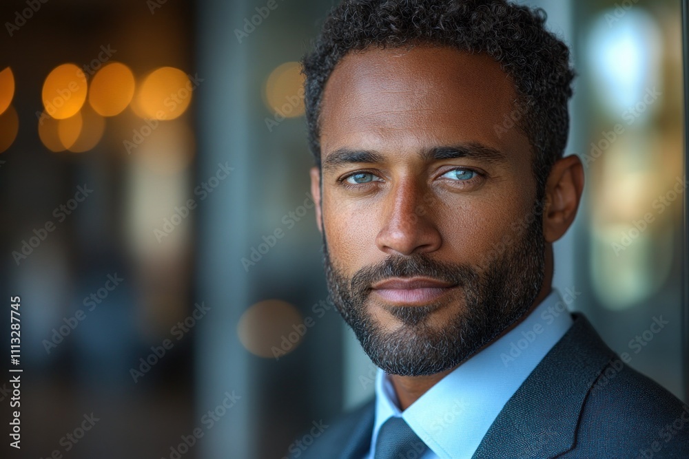 Confident Middle Aged Businessman Smiling in Office Portrait Natural Light