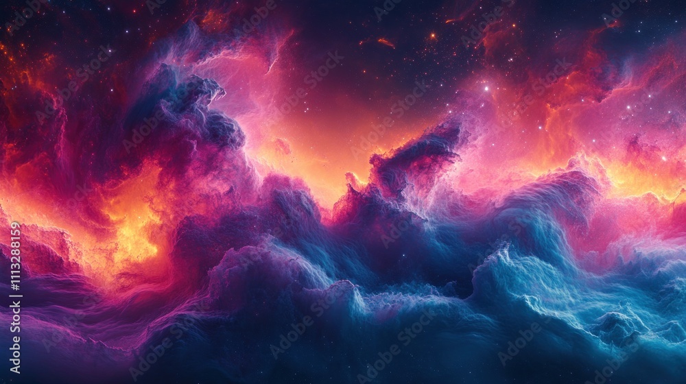 Obraz premium Cosmic Rainbow Abstract Background with Vibrant Colors and Swirling Patterns