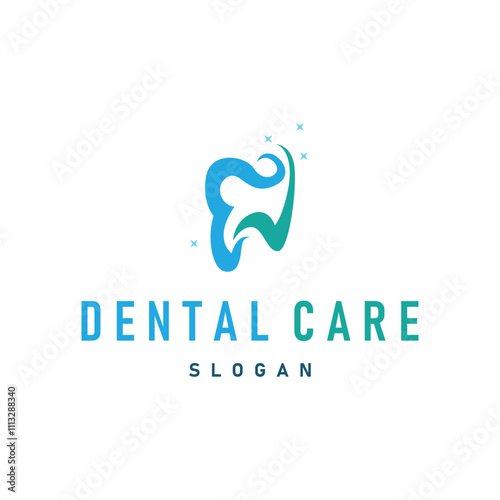 Simple dental care health logo design with modern line concept dental clinic template illustration