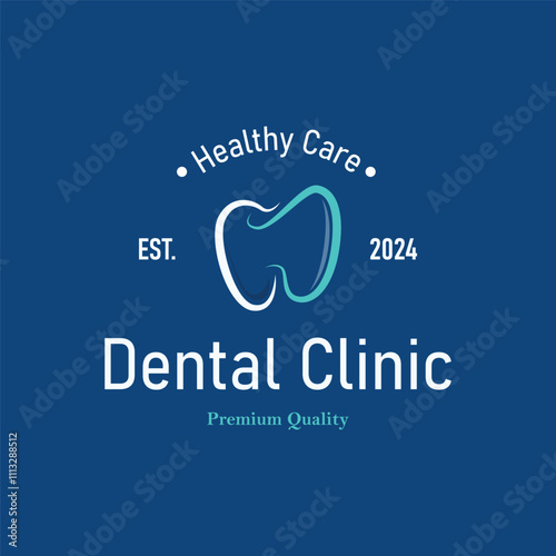 Simple dental care health logo design with modern line concept dental clinic template illustration