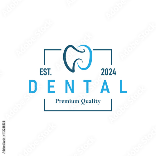 Simple dental care health logo design with modern line concept dental clinic template illustration