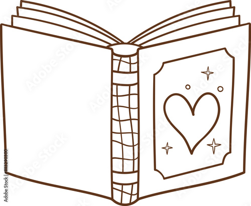 Doodle outline valentine books Cozy bookish illustration
