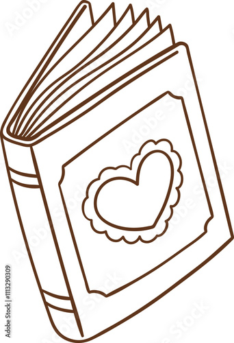 Doodle outline valentine books Cozy bookish illustration