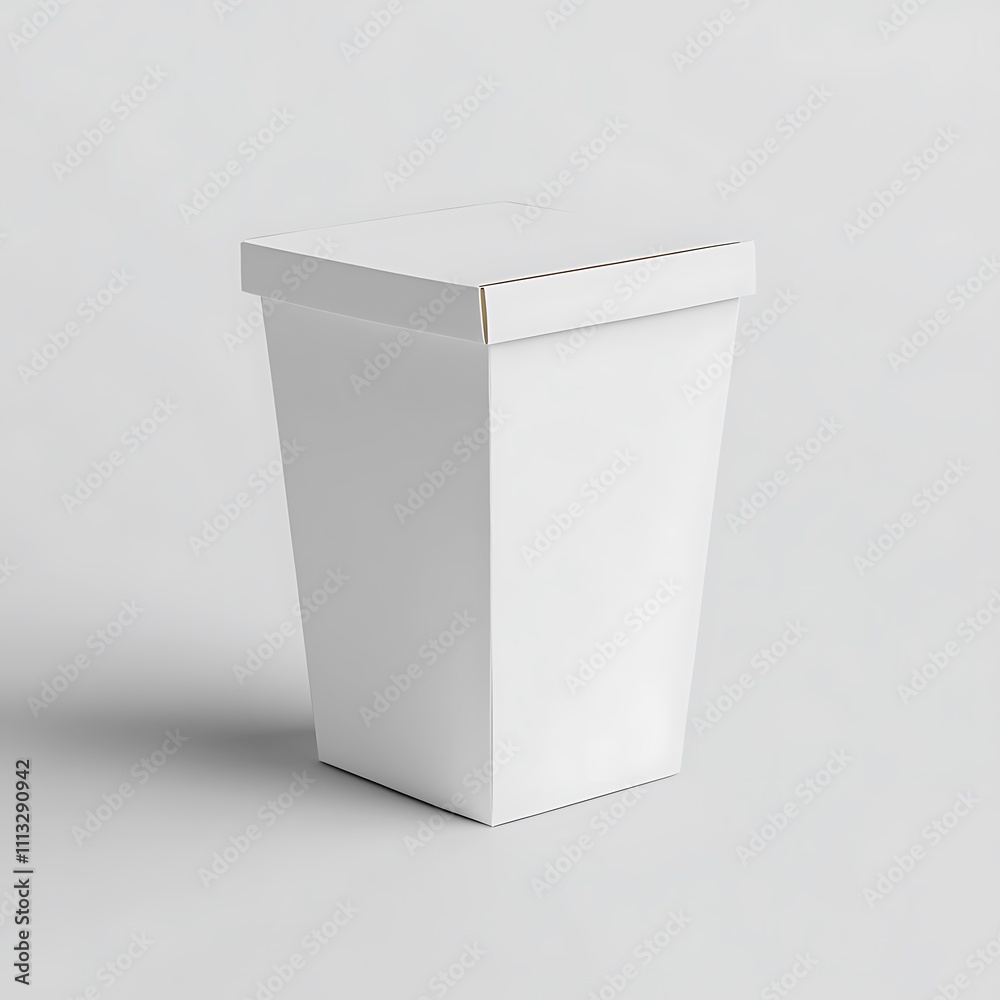 White Cardboard Box with Lid on a Light Grey Background White Cardboard Box with Lid on a Light Grey Background