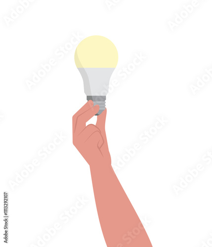 Hands holding bulb vector concept stock illustration