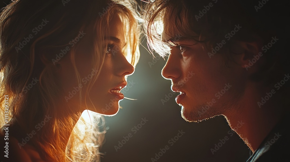Couple Arguing Yelling Intense Emotions Conflict Marriage Problems Studio Shot Couple Arguing Yelling Intense Emotions Conflict Marriage Problems Studio Shot
