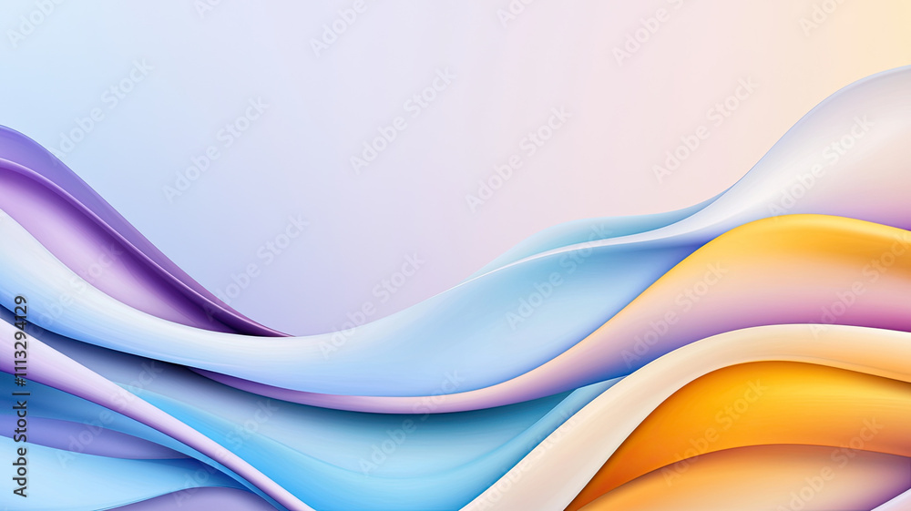 Fototapeta premium Smooth flowing waves in vibrant colors create serene background