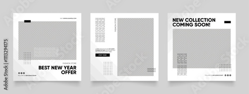 social media template banner blog fashion sale promotion. fully editable instagram and facebook square post frame puzzle organic sale poster. fresh black white element shape vector background
