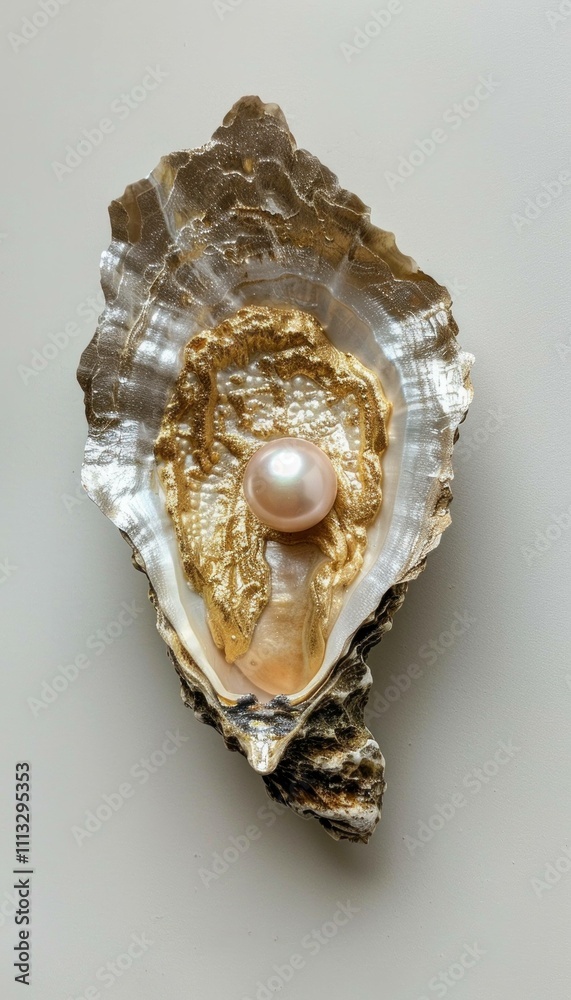 Beautiful open oyster shell with a lustrous pearl nestled inside, showcasing natural elegance and luxury in a minimalist setting. Beautiful open oyster shell with a lustrous pearl nestled inside, showcasing natural elegance and luxury in a minimalist setting.