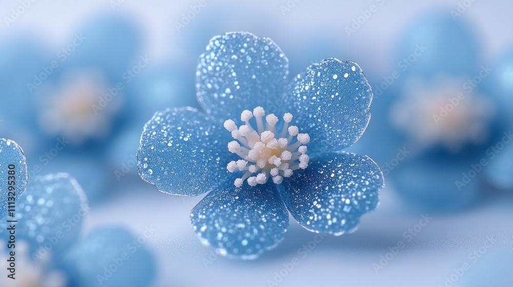 Sky Blue Snowflakes Dreamy Background Sky Blue Snowflakes Dreamy Background