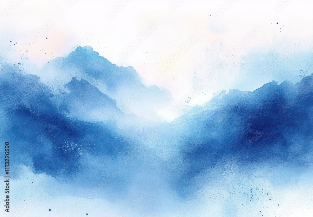 Watercolor Texture Blue Abstract Background Art