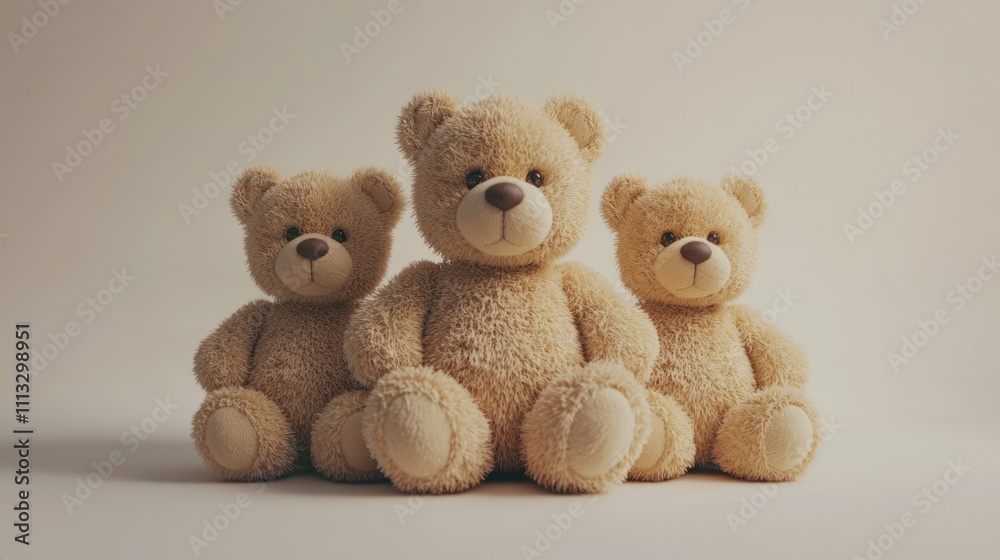 Three Teddy Bears Sitting Together Three Teddy Bears Sitting Together