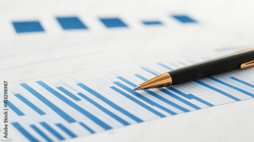 finance stocks advisory Concept. Business report showing blue graphs with a pen on a document. finance stocks advisory Concept. Business report showing blue graphs with a pen on a document.