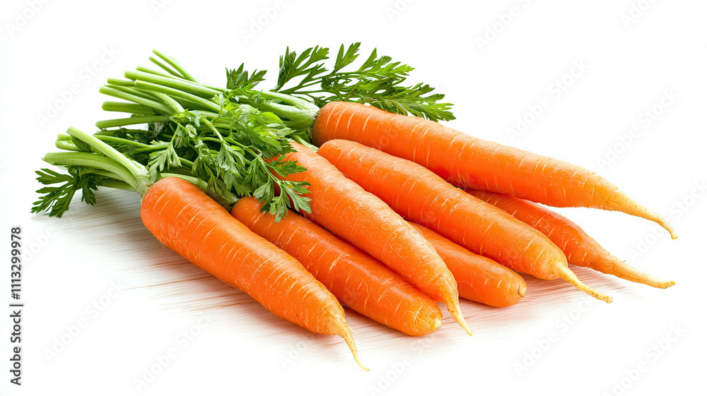 Fresh organic carrots with vibrant green tops, perfect for healthy meals Fresh organic carrots with vibrant green tops, perfect for healthy meals