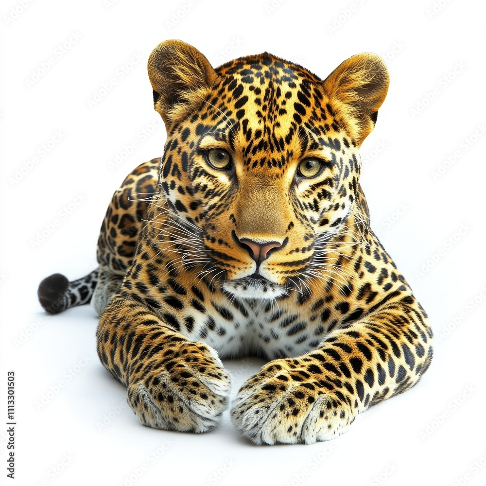 Obraz premium A realistic illustration of a leopard lying down, showcasing its distinctive fur pattern.