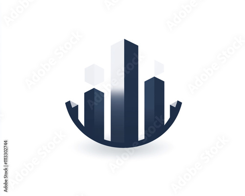 Free Download Elegant logo design with navy blue and gray abstract growth chart bars, representing strategy. White accents and serif font - GFXLoad