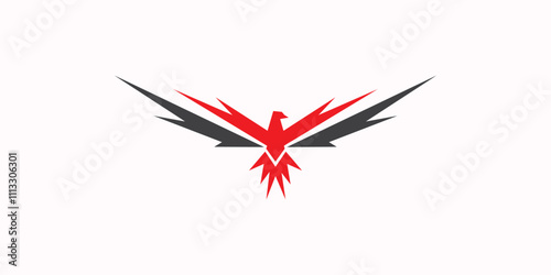 Phoenix mosaic eagle logo badge silhouette template. Phoenix eagle logotype geometric shape for web internet. American red eagle hawk wings flight flying bird vector illustration. Patriotism symbol