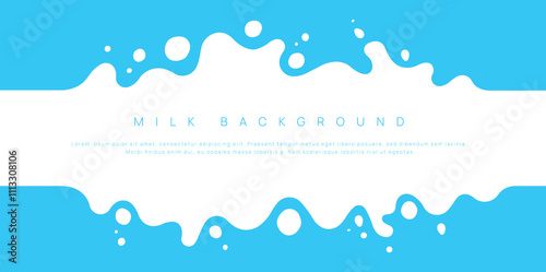 Milk background of Modern poster, dynamic splashes and drops. Vector illustration in a flat style of minimalism	